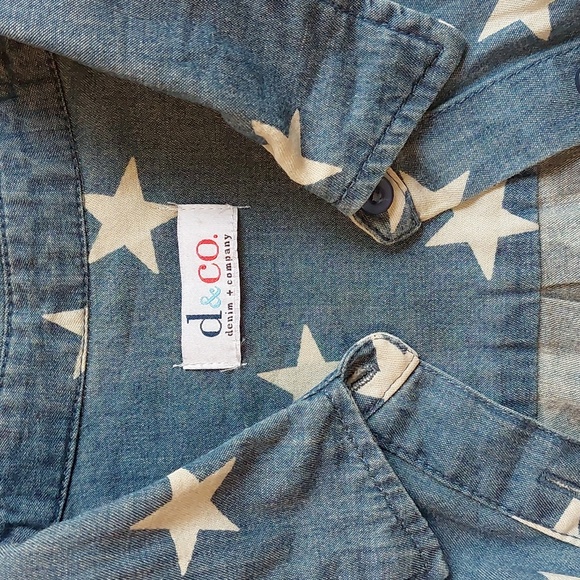 D & co Star Chambray Button Down Shirt Denim & Company Top XXL 2X - Picture 8 of 8